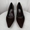 SALVATORE FERRAGAMO Vintage Women Brown Leather Crocodile Velvet Pumps Size 9.5A