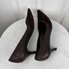 SALVATORE FERRAGAMO Vintage Women Brown Leather Crocodile Velvet Pumps Size 9.5A