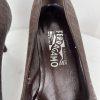 SALVATORE FERRAGAMO Vintage Women Brown Leather Crocodile Velvet Pumps Size 9.5A