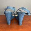Jasmin Denim Wedge Platform Sandals Size 10M Blue Sparkly Ankle Strap