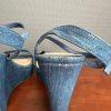 Jasmin Denim Wedge Platform Sandals Size 10M Blue Sparkly Ankle Strap