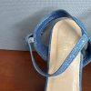 Jasmin Denim Wedge Platform Sandals Size 10M Blue Sparkly Ankle Strap