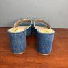 Nine West Stack Heels Blue Denim Slide Sandals Size 8 Cushioned Footbed New