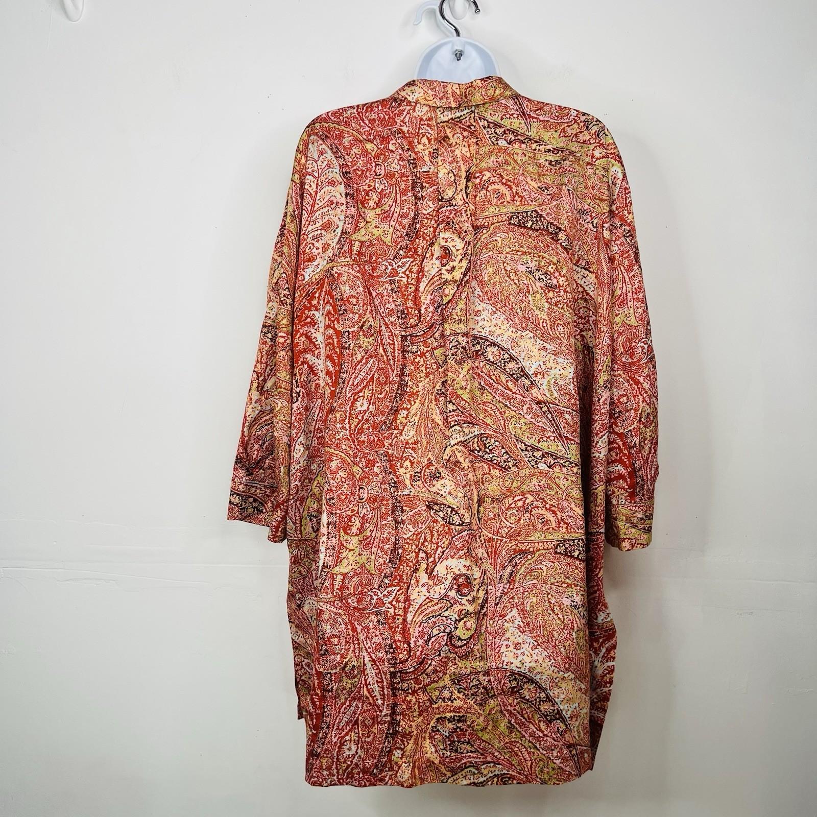 Marina Rinaldi Multicolored Cotton Button Up Shirt Size 27/16W 3/4 Sleeves Tunic