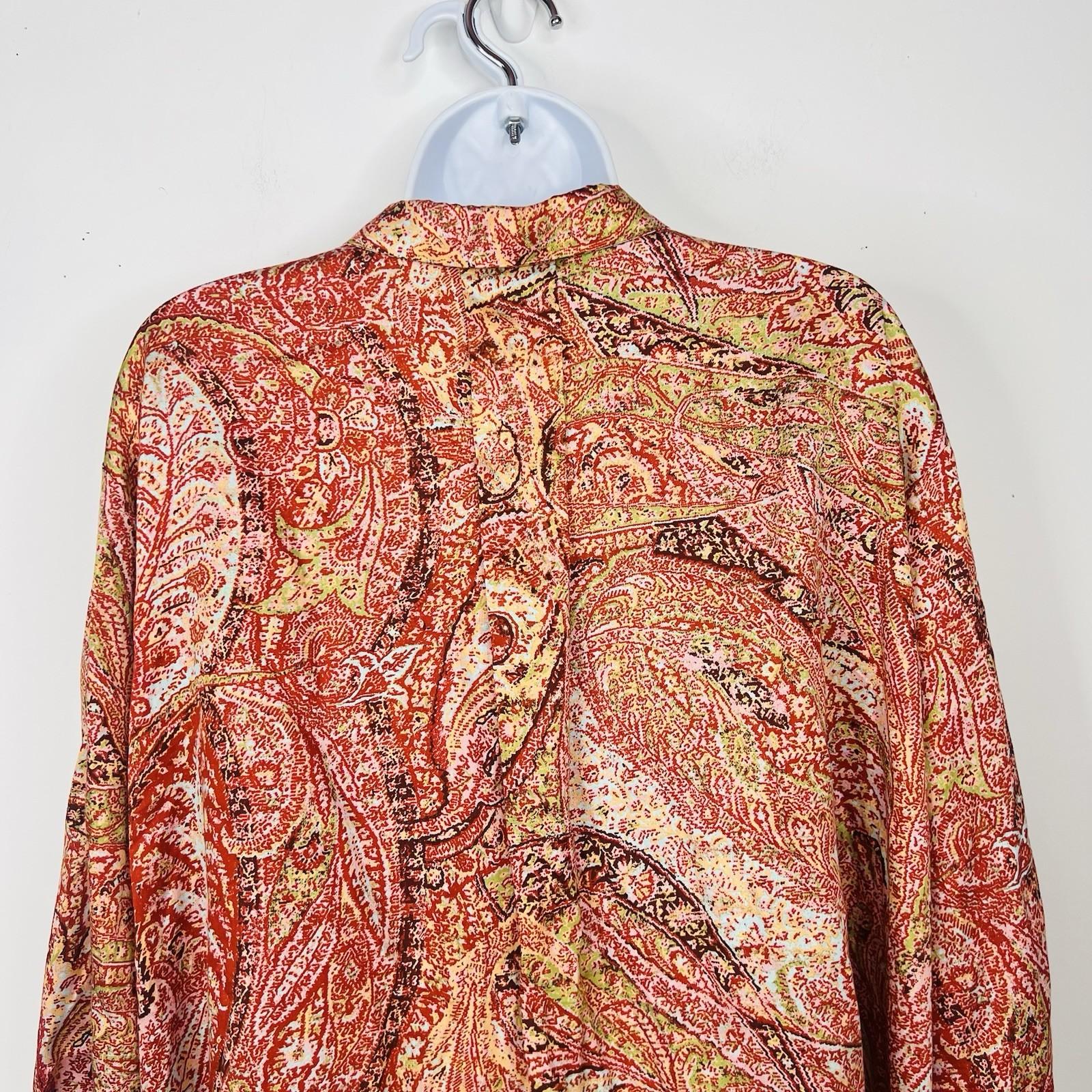 Marina Rinaldi Multicolored Cotton Button Up Shirt Size 27/16W 3/4 Sleeves Tunic