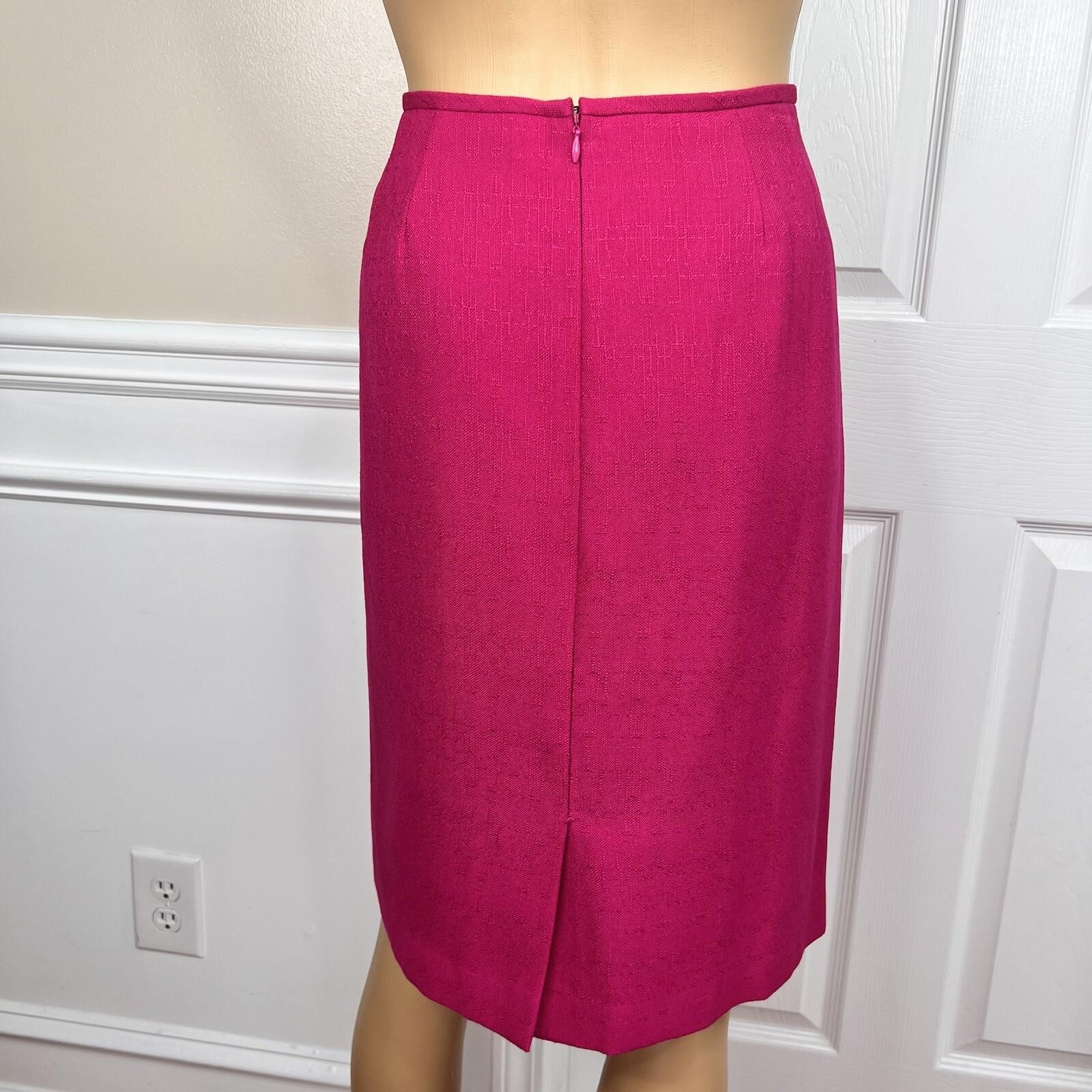 Kasper ASL Viscose Blend Skirt Suit 12 Pink Embroidered Lined Short Sleeve 2PC