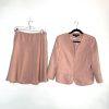 Kasper Vtg Polyester Rayon Skirt Suit 8P Pink Flared Lined Collarless Classic