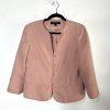 Kasper Vtg Polyester Rayon Skirt Suit 8P Pink Flared Lined Collarless Classic