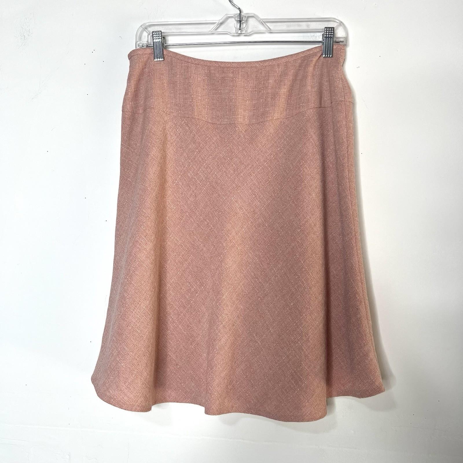Kasper Vtg Polyester Rayon Skirt Suit 8P Pink Flared Lined Collarless Classic