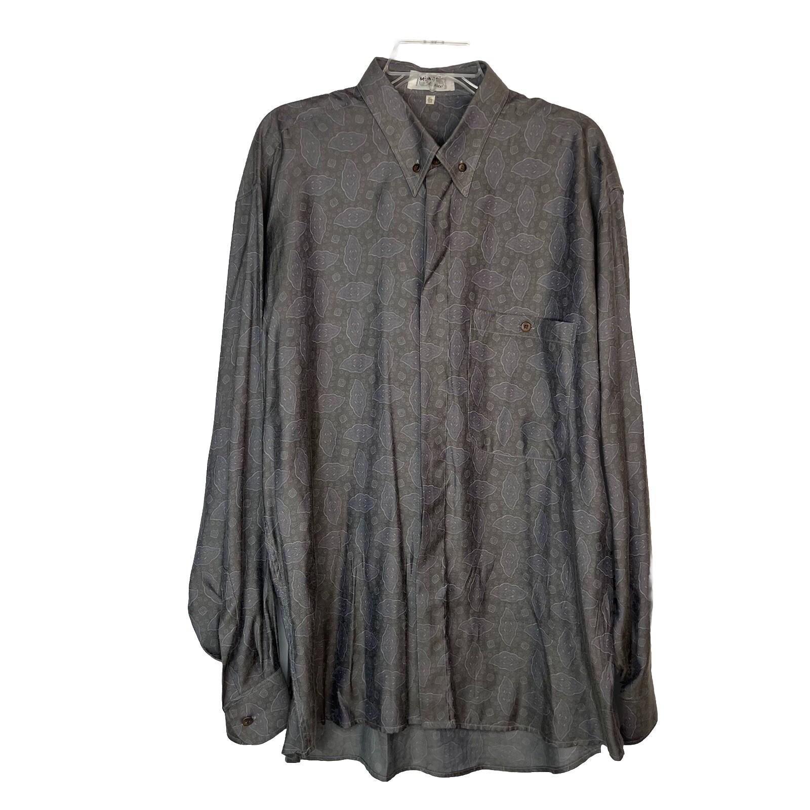 10-4320.jpg Mondo Di Marco Rayon Polyester Button Up Shirt XL Gray Long Sleeve Made In Italy