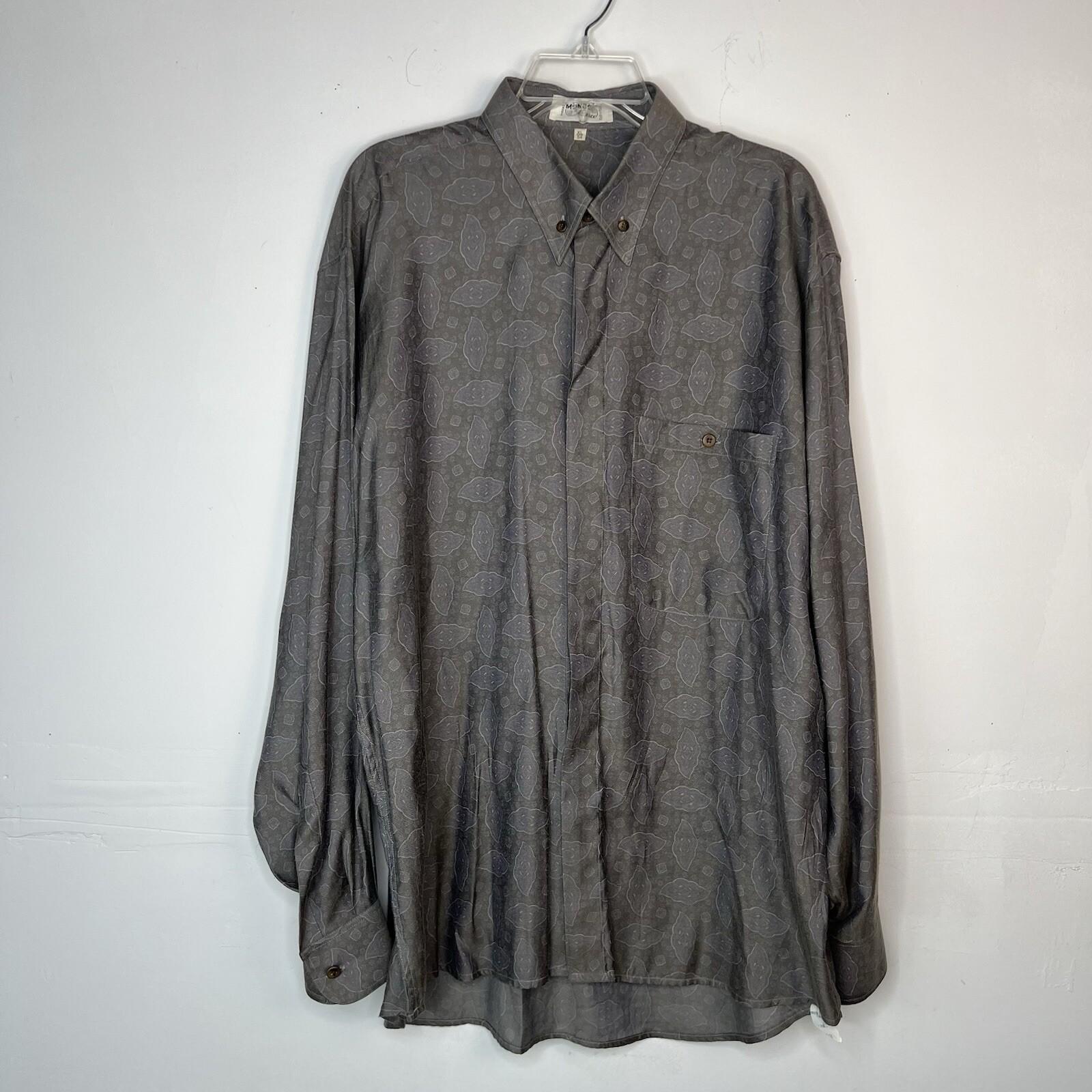 10-4321.jpg Mondo Di Marco Rayon Polyester Button Up Shirt XL Gray Long Sleeve Made In Italy