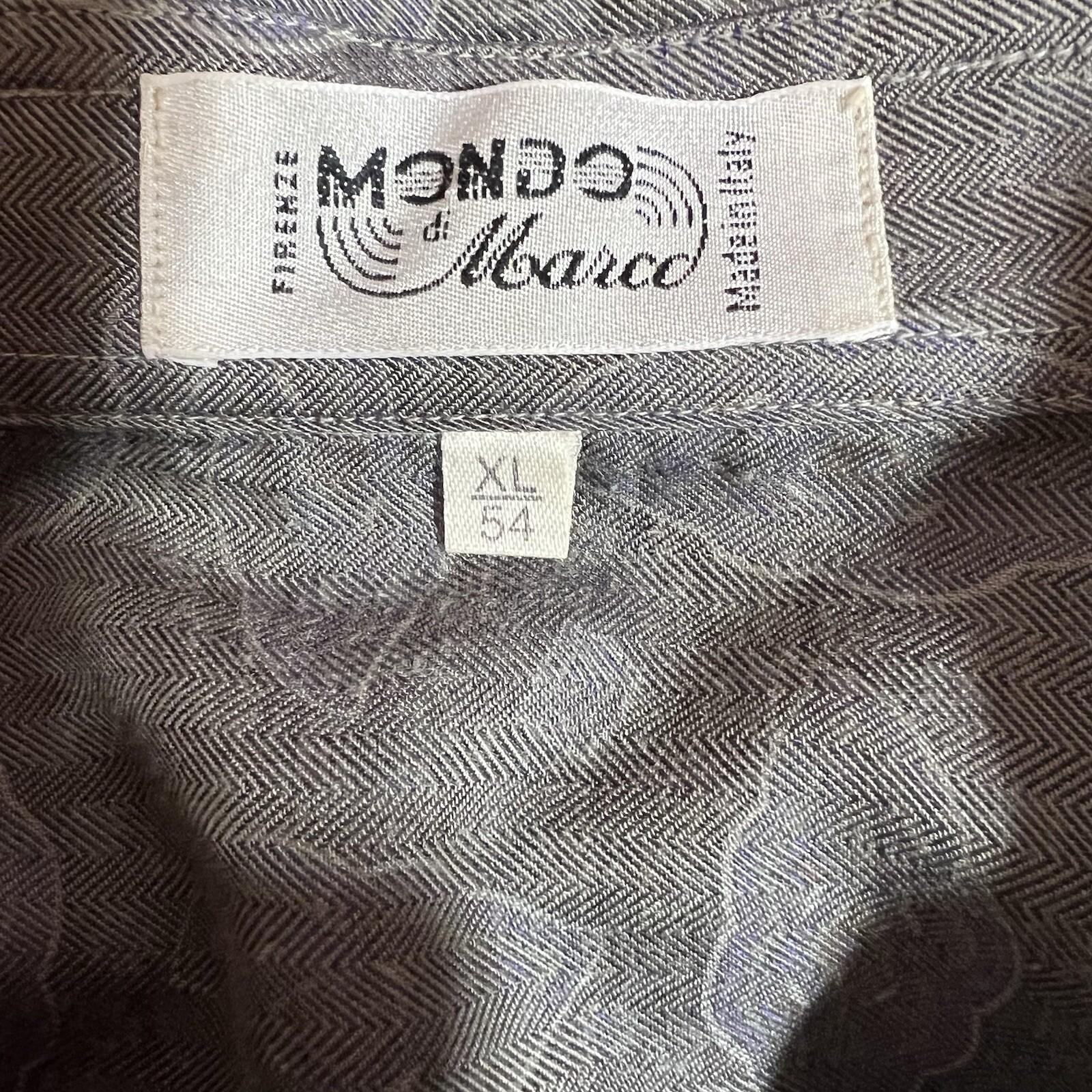 10-4326.jpg Mondo Di Marco Rayon Polyester Button Up Shirt XL Gray Long Sleeve Made In Italy