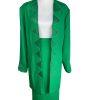 BEN MARC INTERNNATIONAL 2PC Green Beaded Polyester Open Front Skirt Suit Size 22
