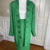 BEN MARC INTERNNATIONAL 2PC Green Beaded Polyester Open Front Skirt Suit Size 22