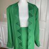 BEN MARC INTERNNATIONAL 2PC Green Beaded Polyester Open Front Skirt Suit Size 22