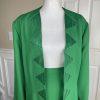 BEN MARC INTERNNATIONAL 2PC Green Beaded Polyester Open Front Skirt Suit Size 22
