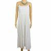 L Space Santorini Cotton Dress Size L White Striped Self Tie Back Frill Crinkle