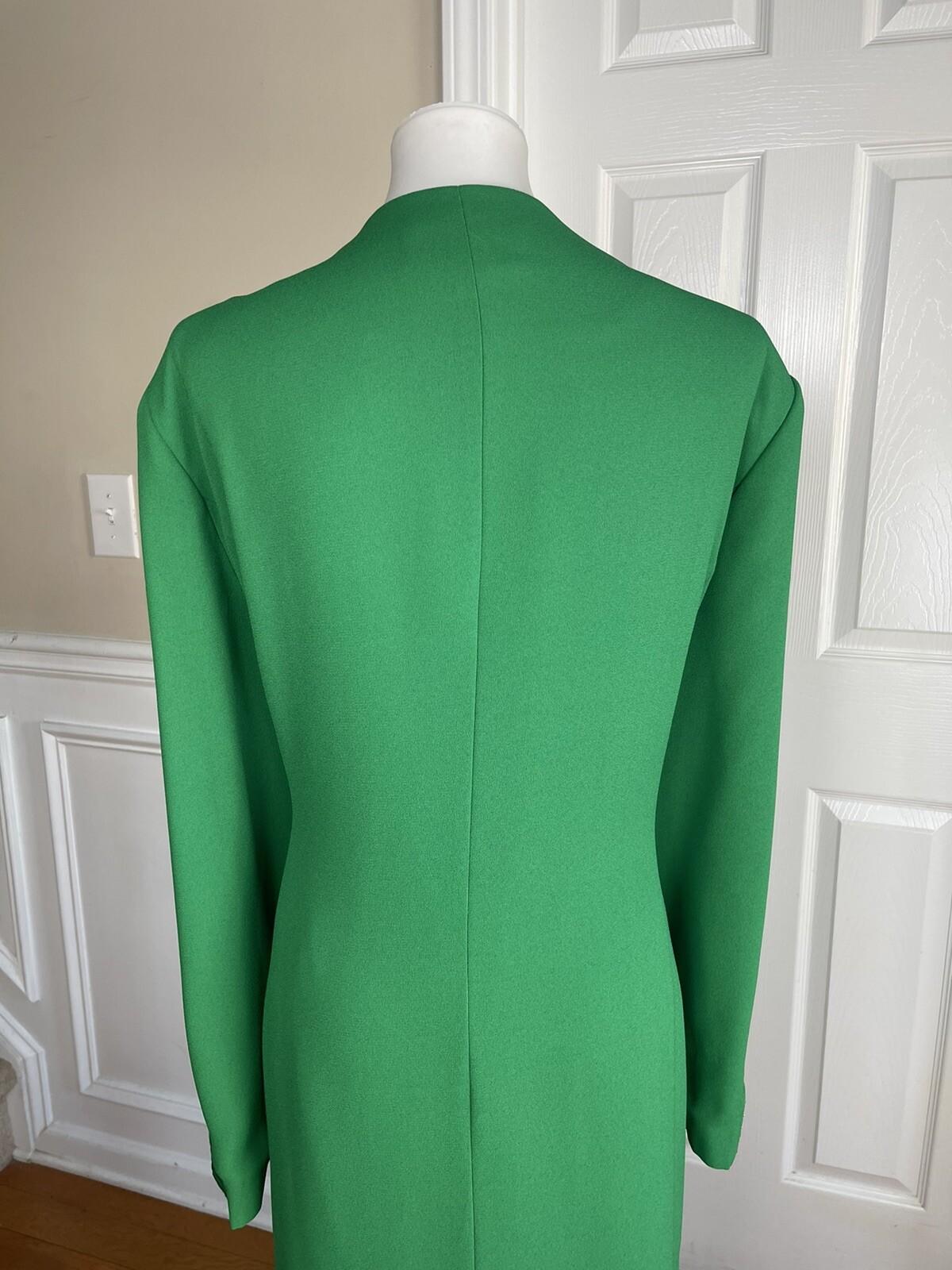 BEN MARC INTERNNATIONAL 2PC Green Beaded Polyester Open Front Skirt Suit Size 22