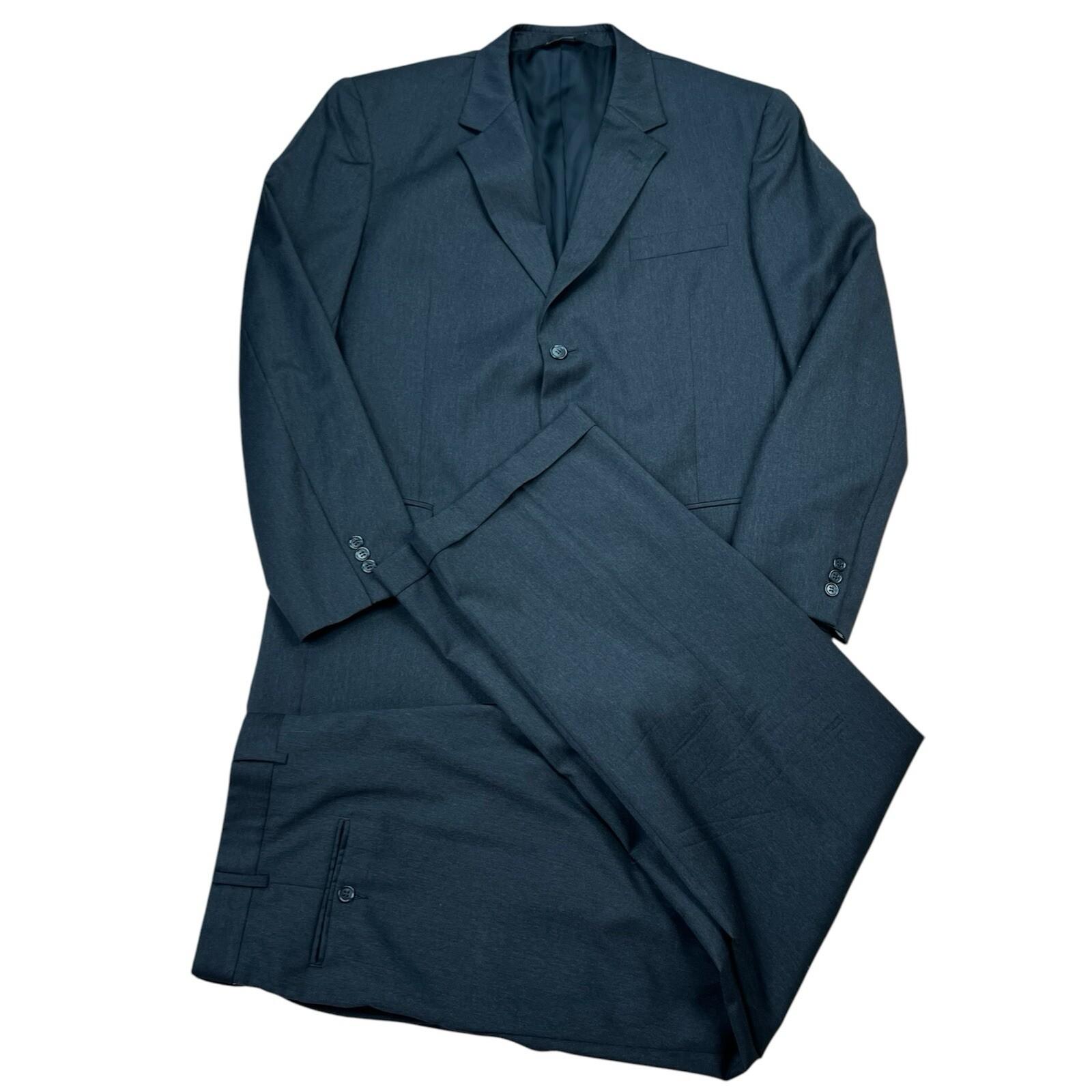 JoS A Bank Men Wool Suit 46 Pants 40x32 Charcoal Notch Lapel One Vent Career 2PC