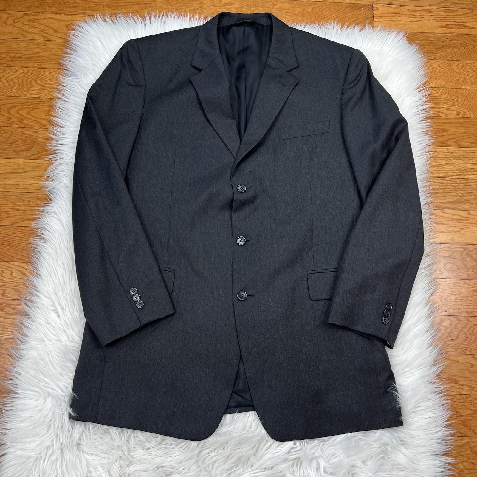 JoS A Bank Men Wool Suit 46 Pants 40x32 Charcoal Notch Lapel One Vent Career 2PC