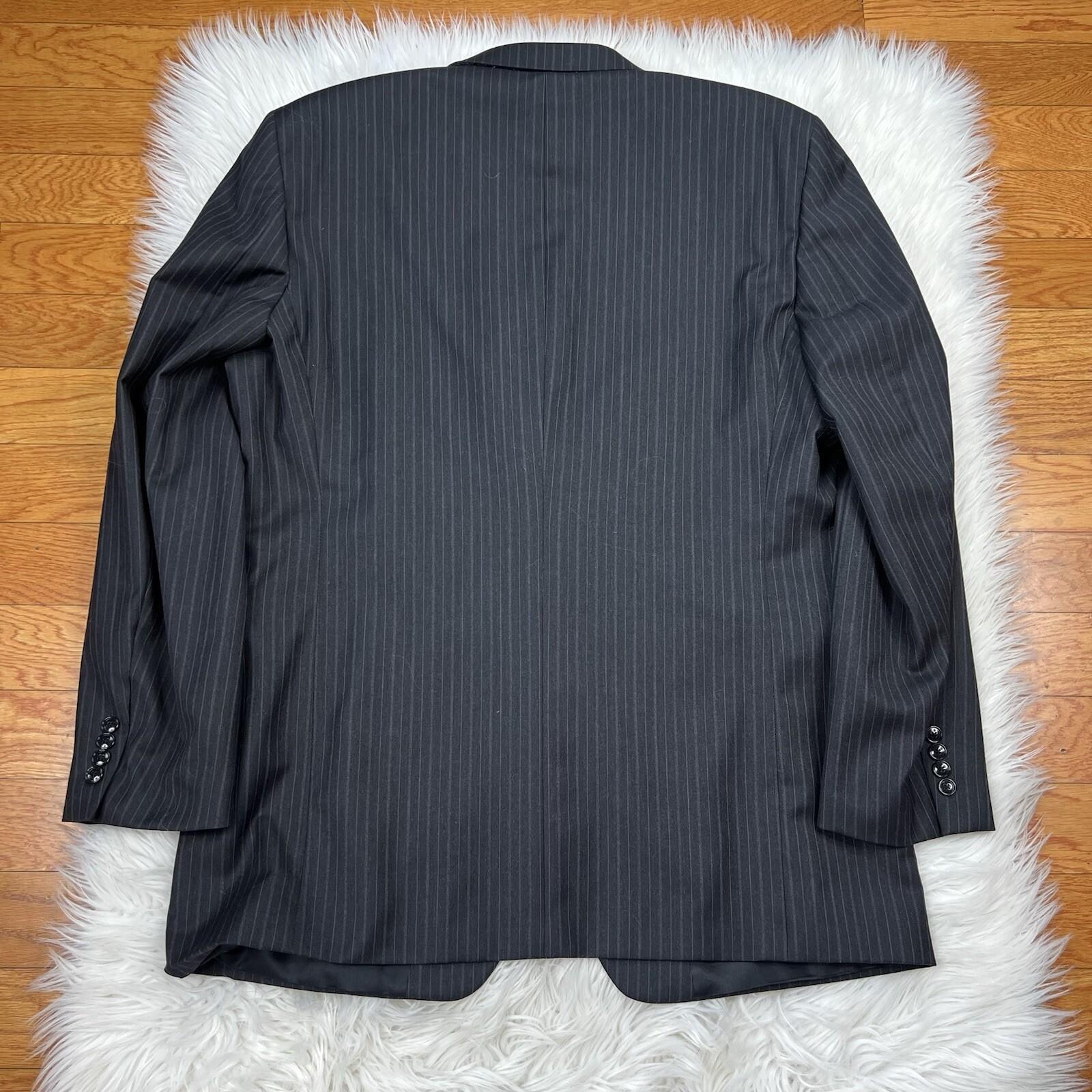 Jones New York Men Wool Suit 46L Pants 36x30.5 Vest Gray Striped Flannel 3PC