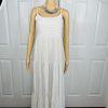 L Space Santorini Cotton Dress Size L White Striped Self Tie Back Frill Crinkle