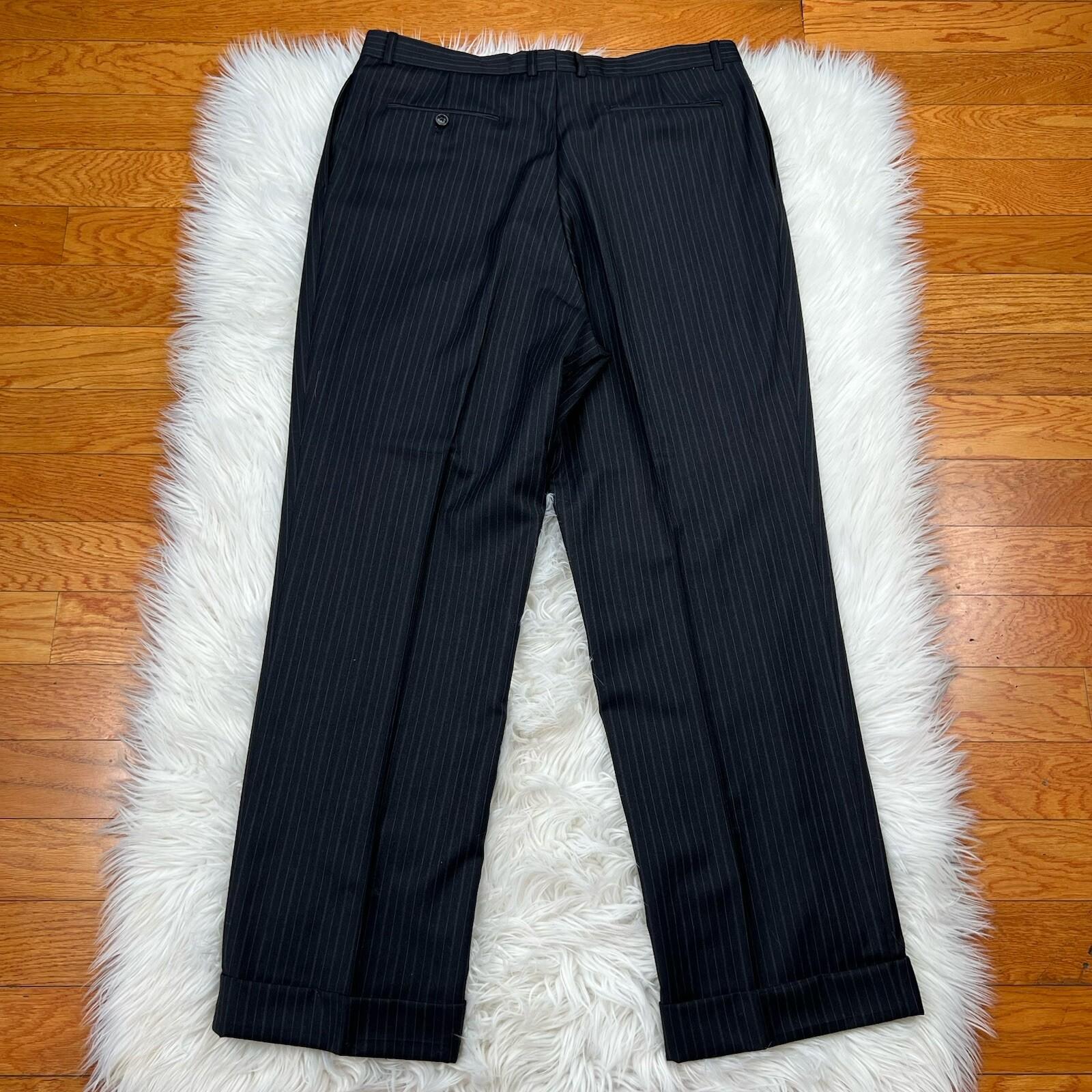 Jones New York Men Wool Suit 46L Pants 36x30.5 Vest Gray Striped Flannel 3PC