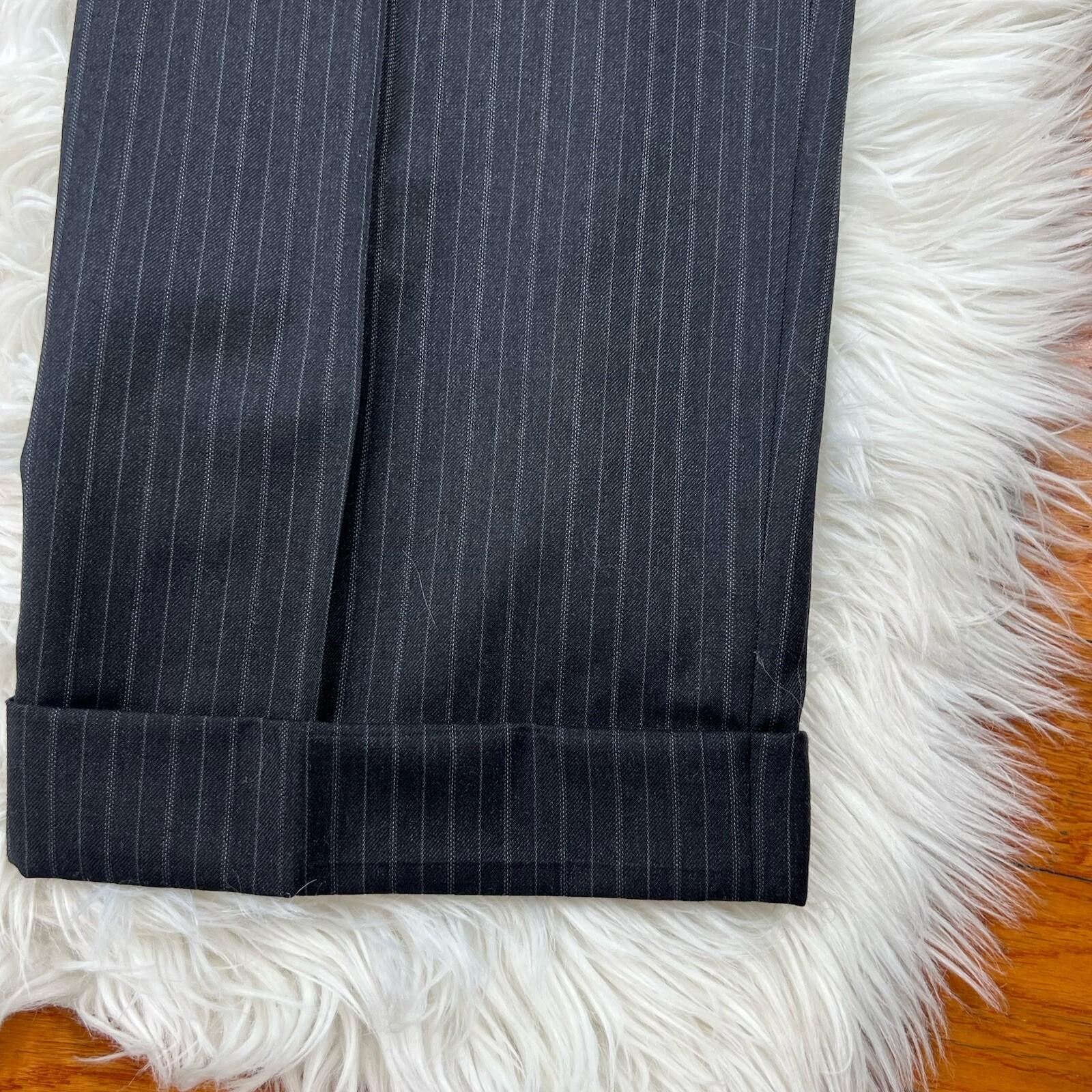 Jones New York Men Wool Suit 46L Pants 36x30.5 Vest Gray Striped Flannel 3PC