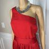 Vera Wang Polyester Formal Dress Size 20 Red One Shoulder Long Ball Belted Gown