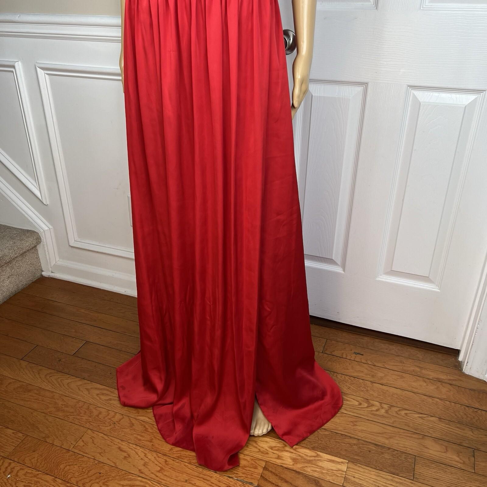 Vera Wang Polyester Formal Dress Size 20 Red One Shoulder Long Ball Belted Gown