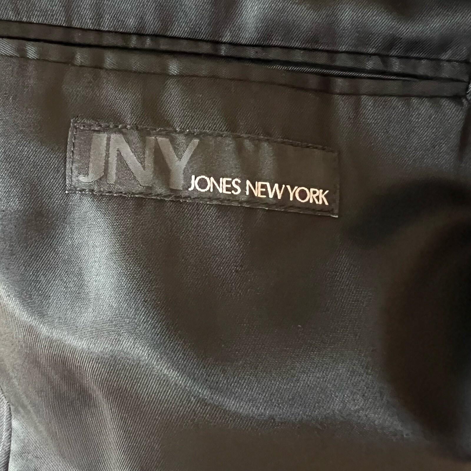 Jones New York Men Wool Suit 46L Pants 36x30.5 Vest Gray Striped Flannel 3PC