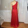 Vera Wang Polyester Formal Dress Size 20 Red One Shoulder Long Ball Belted Gown