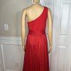 Vera Wang Polyester Formal Dress Size 20 Red One Shoulder Long Ball Belted Gown