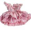 Vintage Pazazz Circle Pageant Dress Size 4T Pink Lace Belt Bow Twirl Ring Nylon