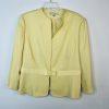 Tahari ASL Polyester Rayon Stretch Skirt Suit 14 Yellow Twill V Neck Cocktail