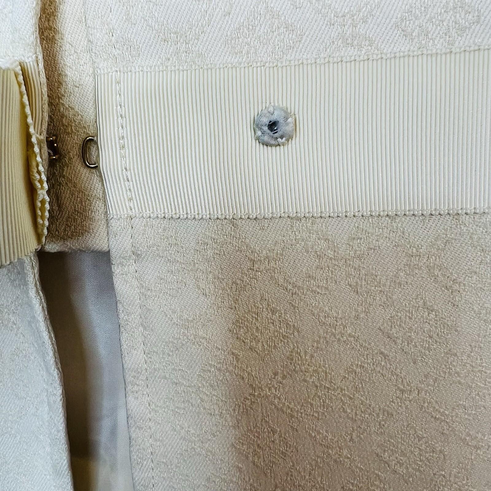 Tahari ASL Polyester Rayon Stretch Skirt Suit 14 Yellow Twill V Neck Cocktail