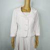 10-4419.jpg Talbots Dress Suit Size 8 White Rose Seersucker Lined Pleated Flare Cocktail