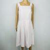 10-4423.jpg Talbots Dress Suit Size 8 White Rose Seersucker Lined Pleated Flare Cocktail
