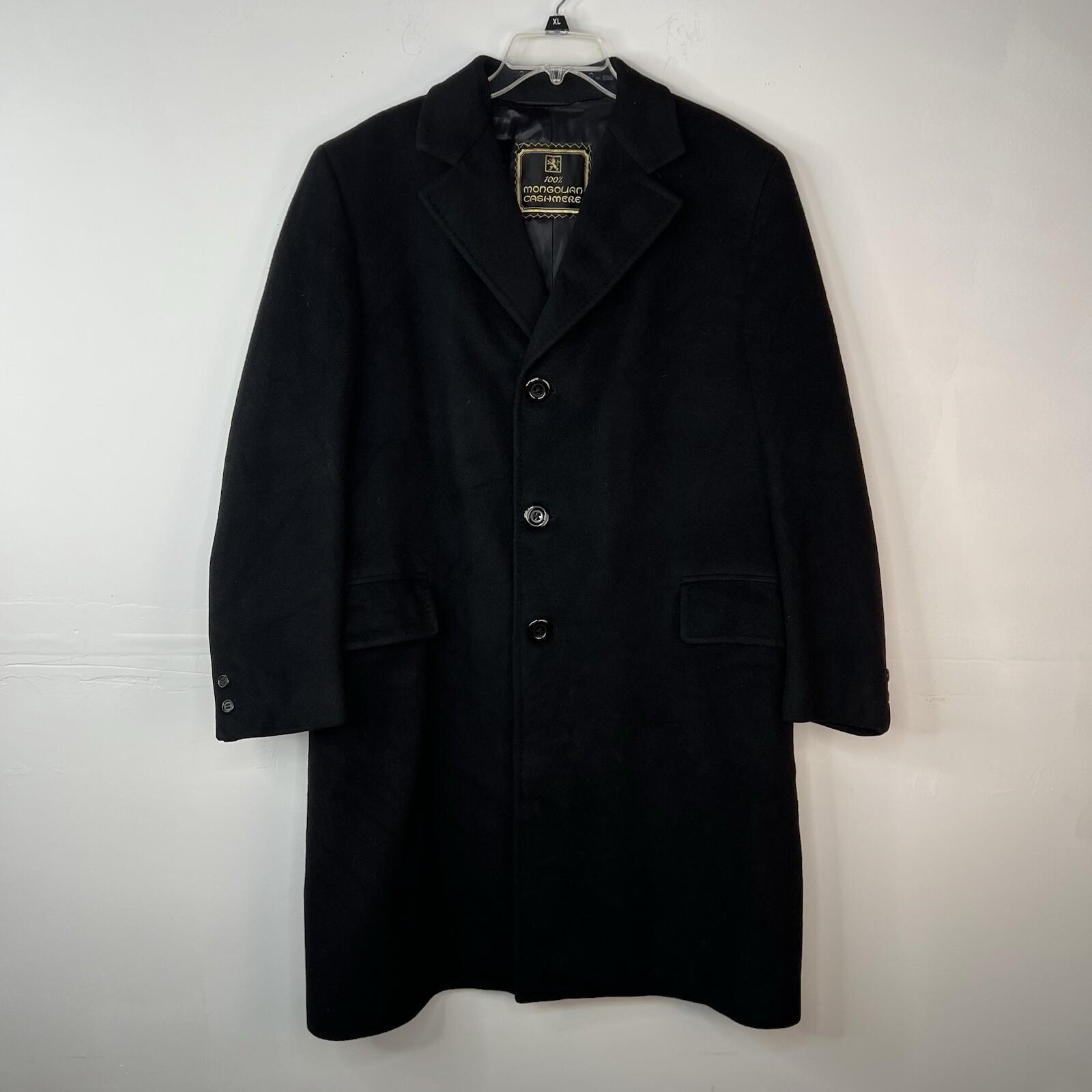 10-4431.jpg The Halle Bro Co Vintage 100% Mongolian Cashmere Coat 48 Black One Vent Lined