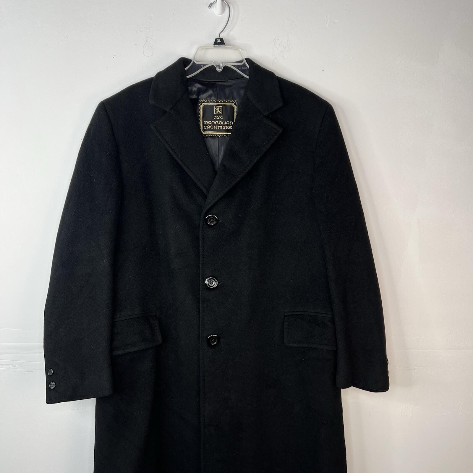 10-4432.jpg The Halle Bro Co Vintage 100% Mongolian Cashmere Coat 48 Black One Vent Lined