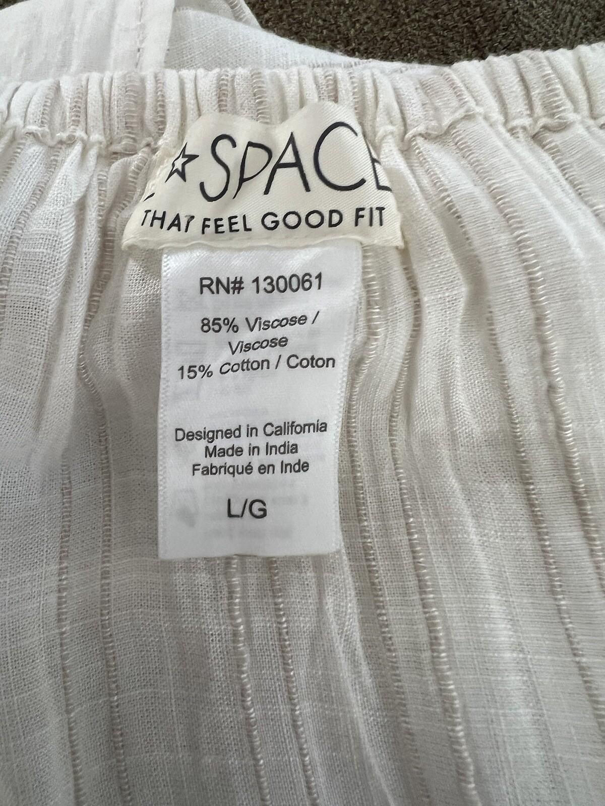 L Space Santorini Cotton Dress Size L White Striped Self Tie Back Frill Crinkle