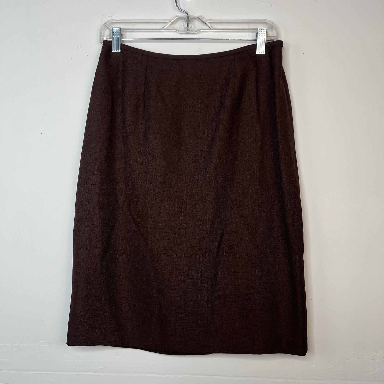 Le Suit Polyester Skirt Suit Size 8P Orange Brown Lined Business 3/4 Sleeve 2PC