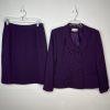 Kasper Women Polyester Skirt Suit Size 12P Purple Double Breasted Lined Cocktail