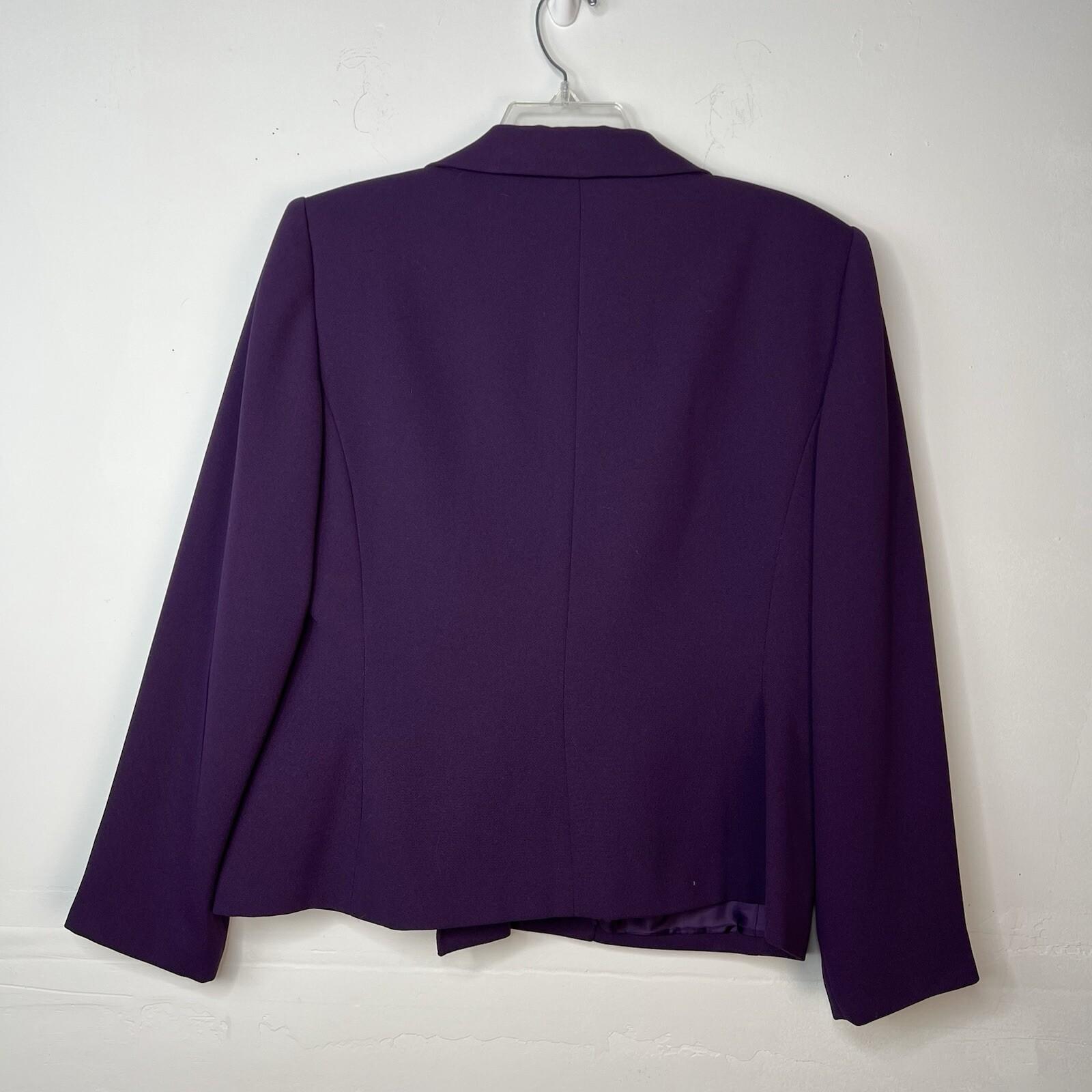 Kasper Women Polyester Skirt Suit Size 12P Purple Double Breasted Lined Cocktail