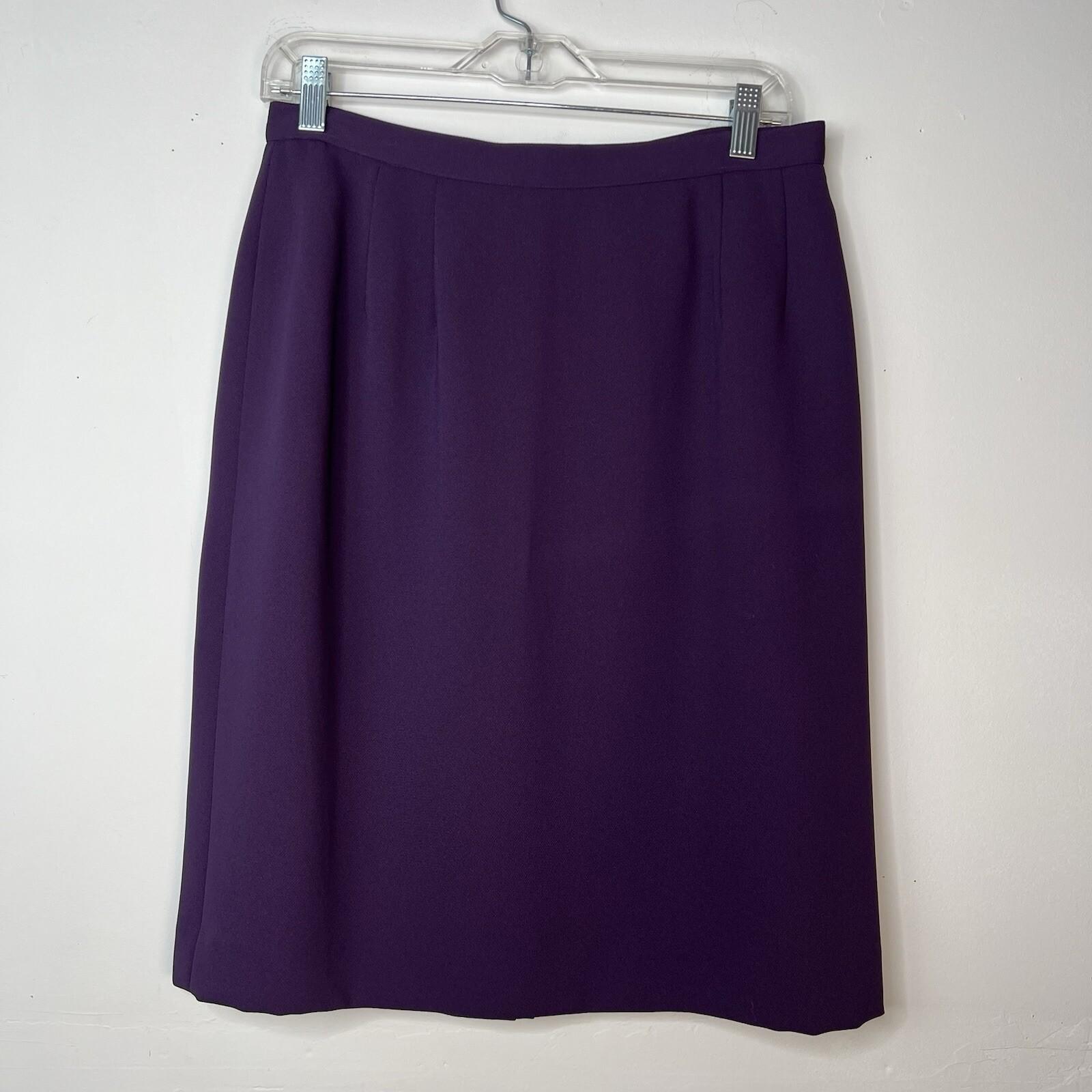 Kasper Women Polyester Skirt Suit Size 12P Purple Double Breasted Lined Cocktail