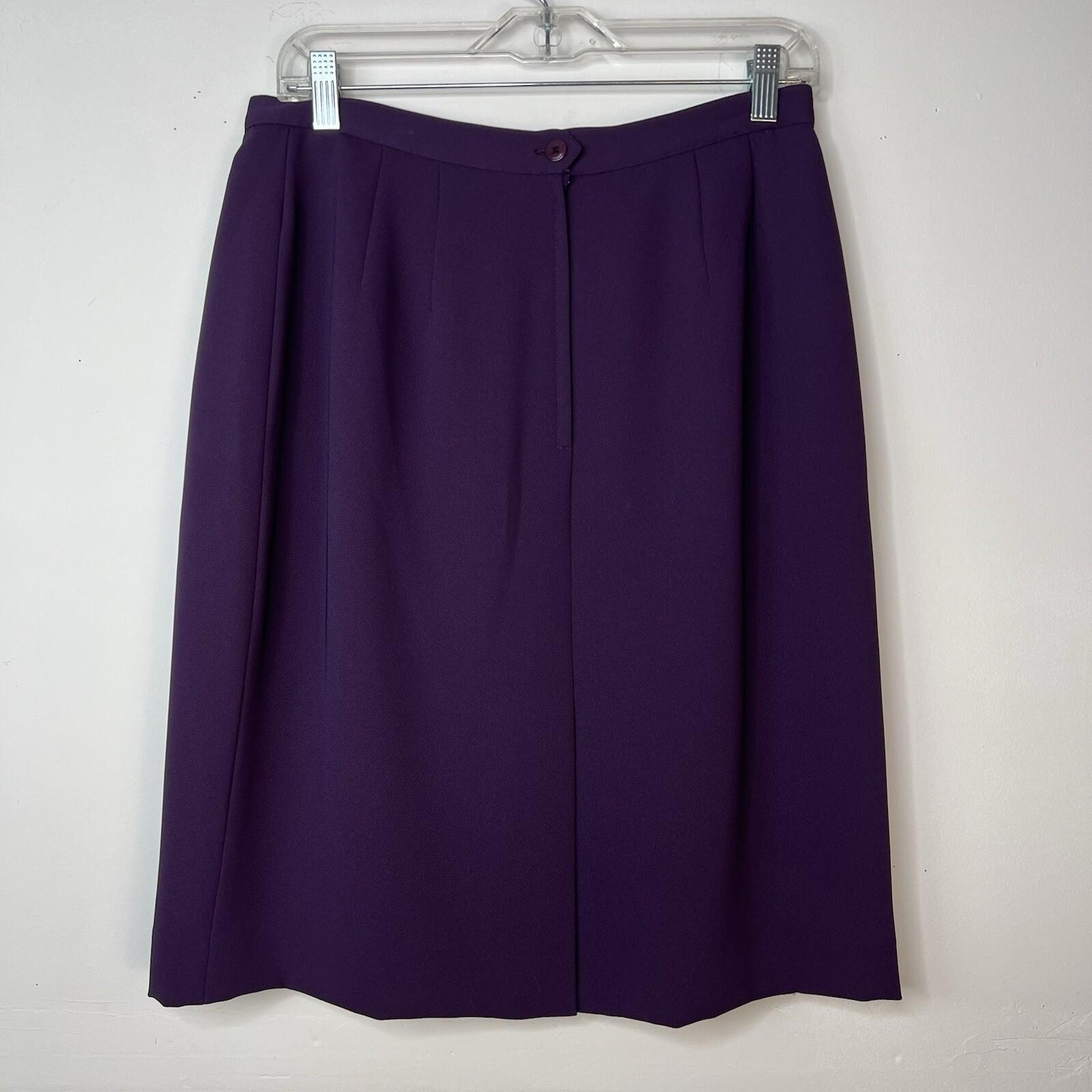 Kasper Women Polyester Skirt Suit Size 12P Purple Double Breasted Lined Cocktail