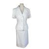 New DANILLO Women 2PC White Polyester Lined Short Sleeves Skirt Suit Size 8