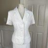 New DANILLO Women 2PC White Polyester Lined Short Sleeves Skirt Suit Size 8
