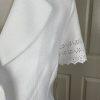 New DANILLO Women 2PC White Polyester Lined Short Sleeves Skirt Suit Size 8