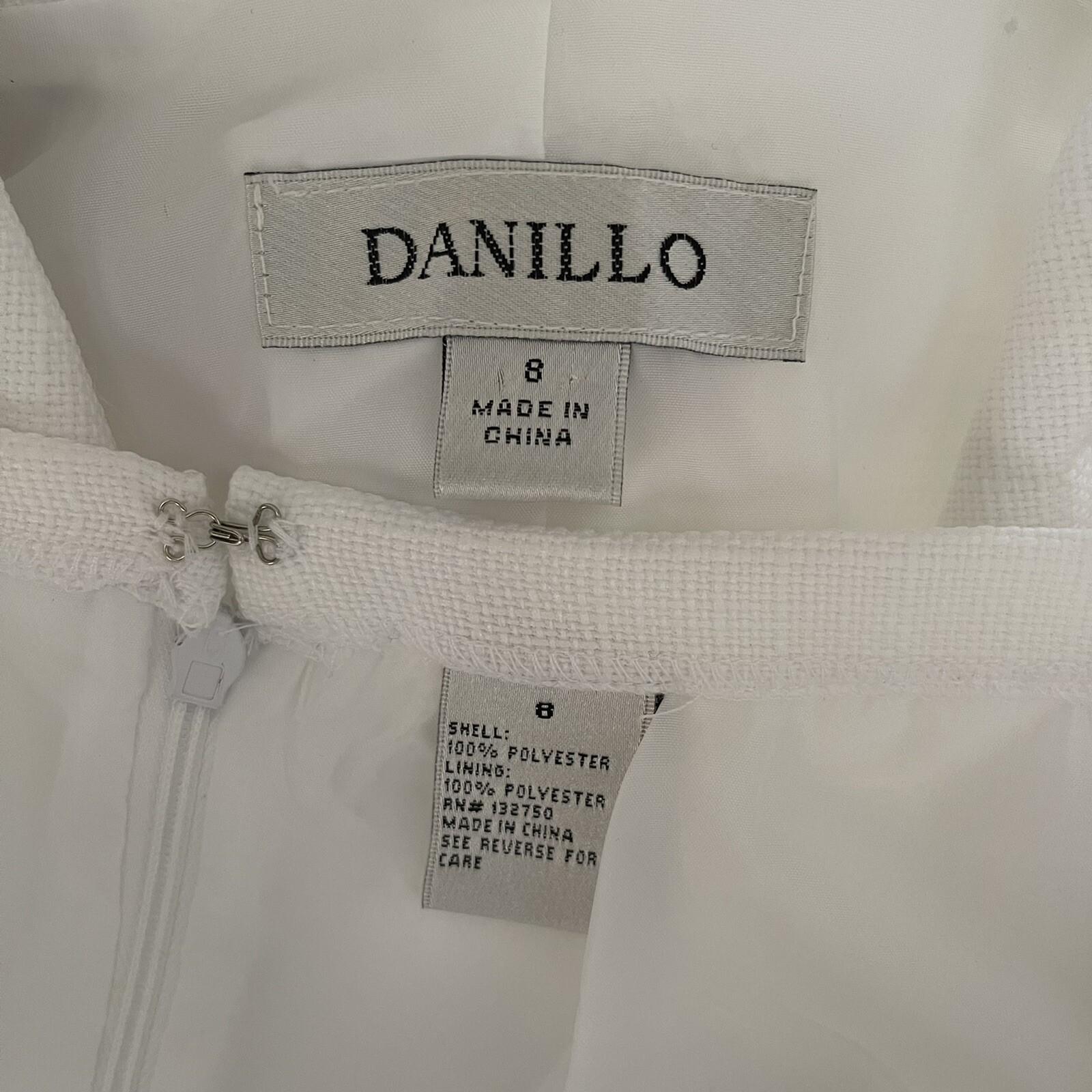 New DANILLO Women 2PC White Polyester Lined Short Sleeves Skirt Suit Size 8